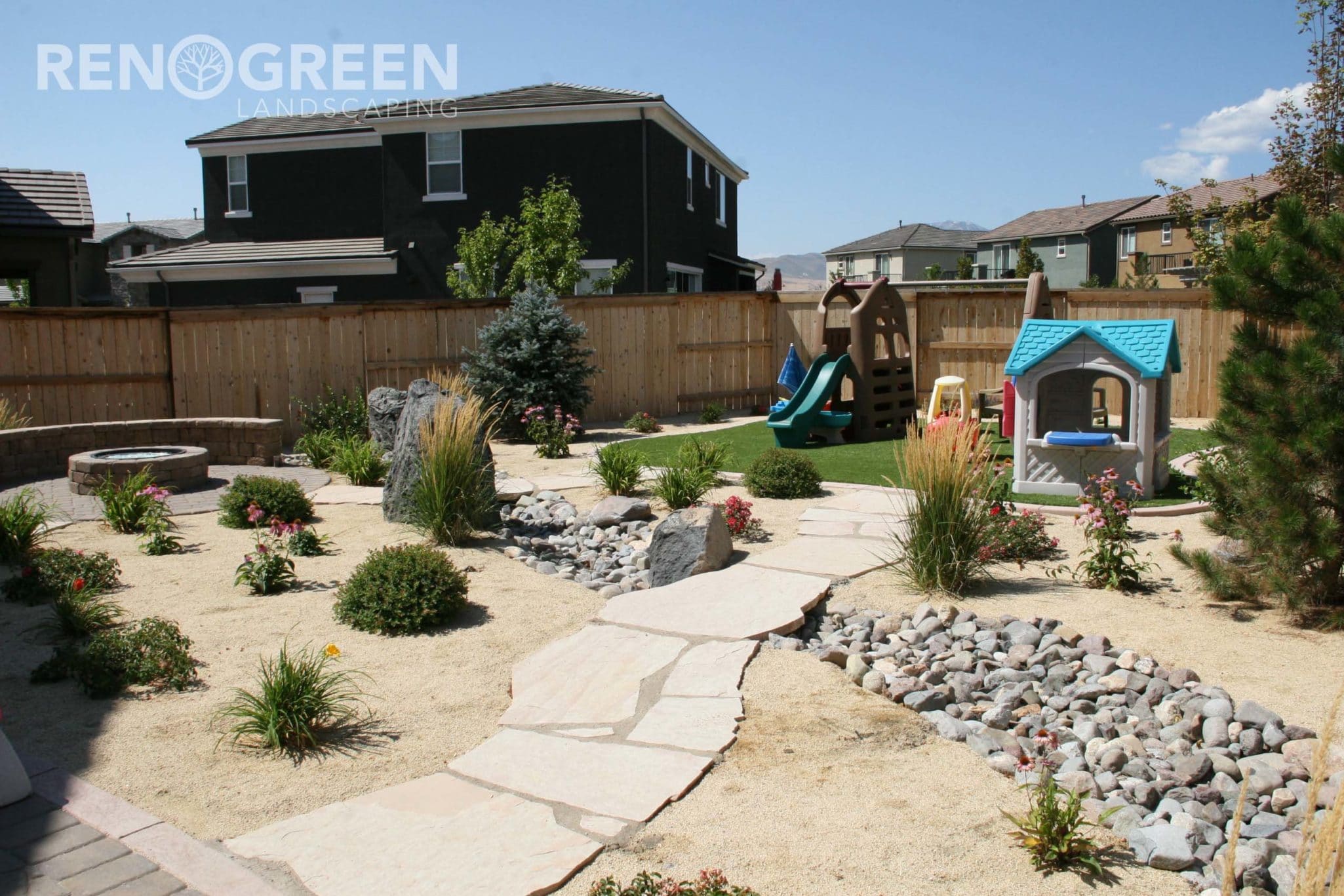 backyard xeriscape play area