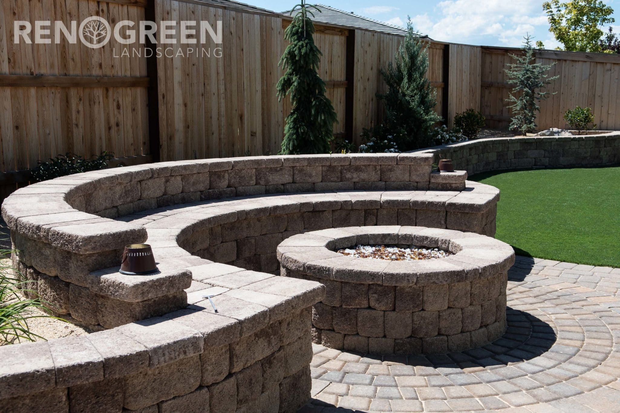 paver fire pit backyard