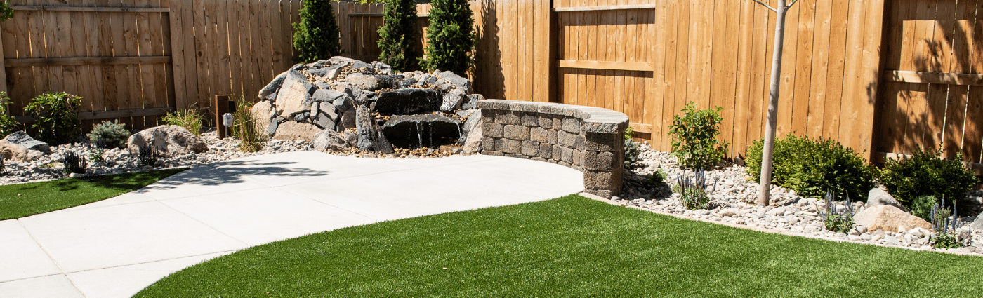 artificial turfgrass and water feature