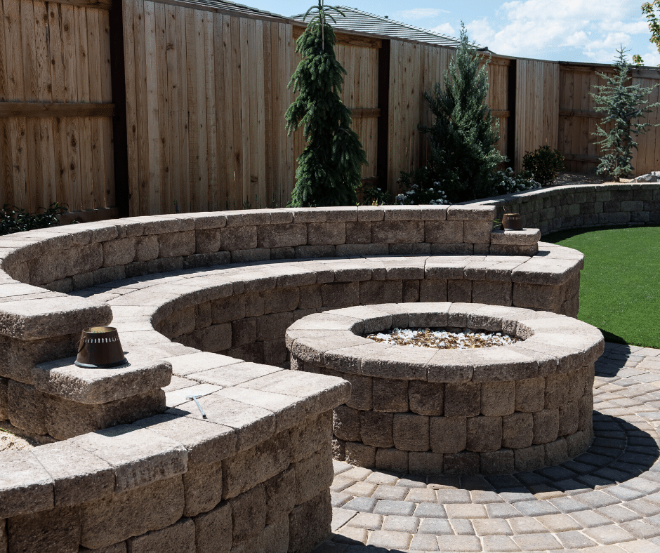 hardscaping paver fire pit seating