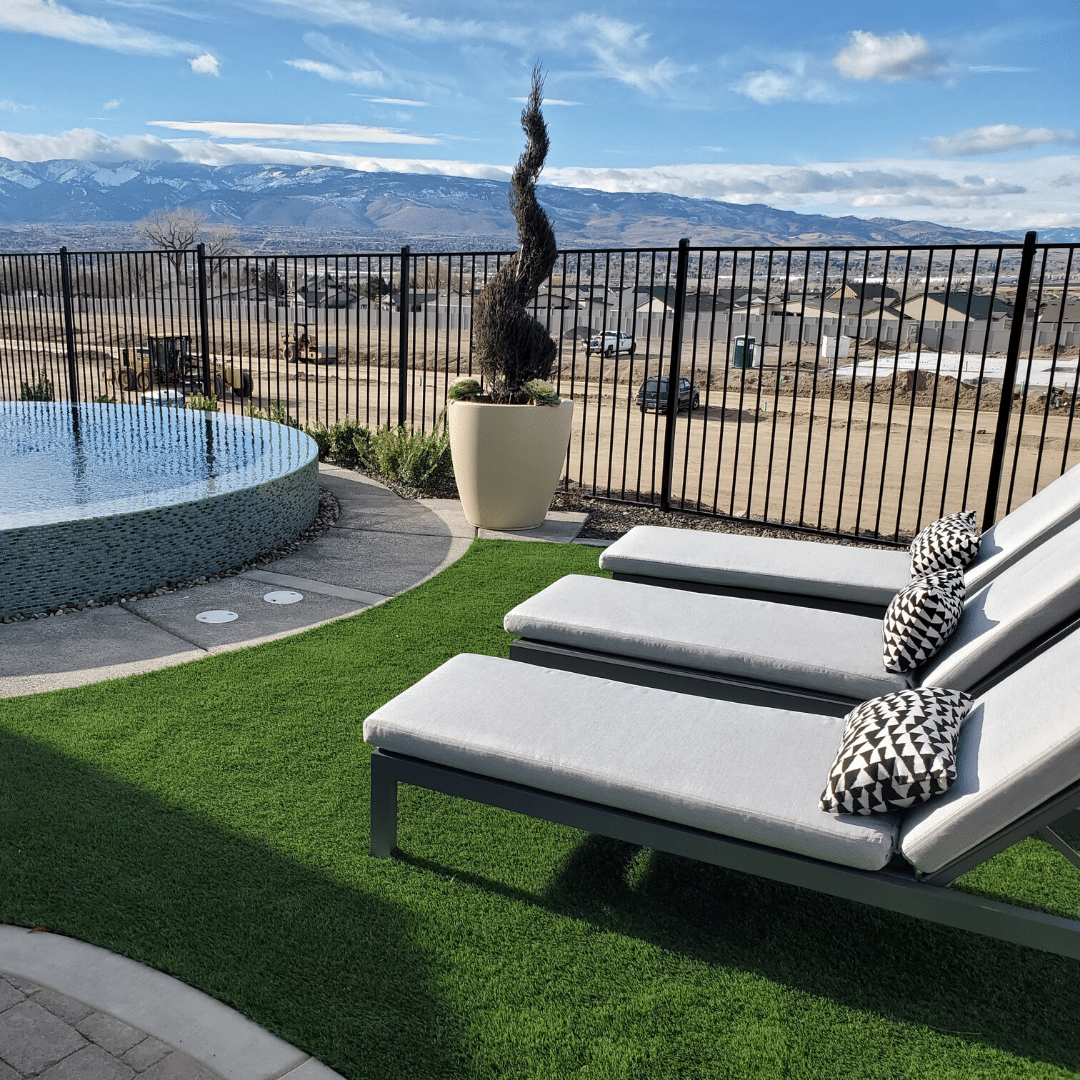 modern landscape pool artificial turf