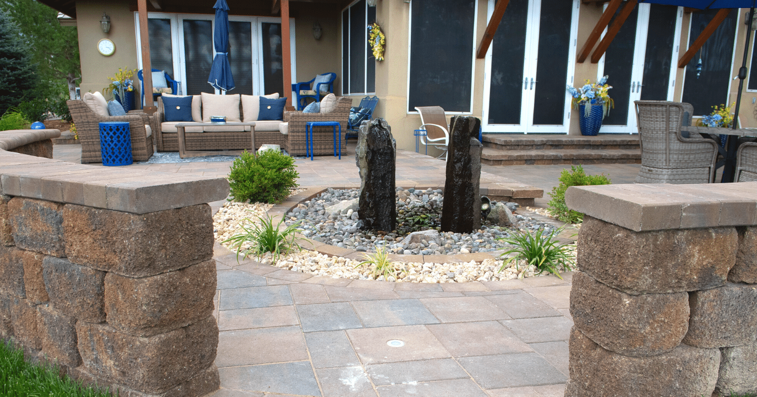 landscape water bubbler feature