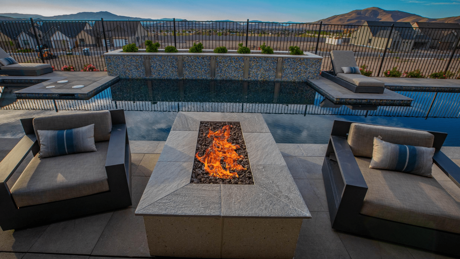 luxury fire pit and pool