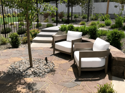 paver patio landscaping lounging
