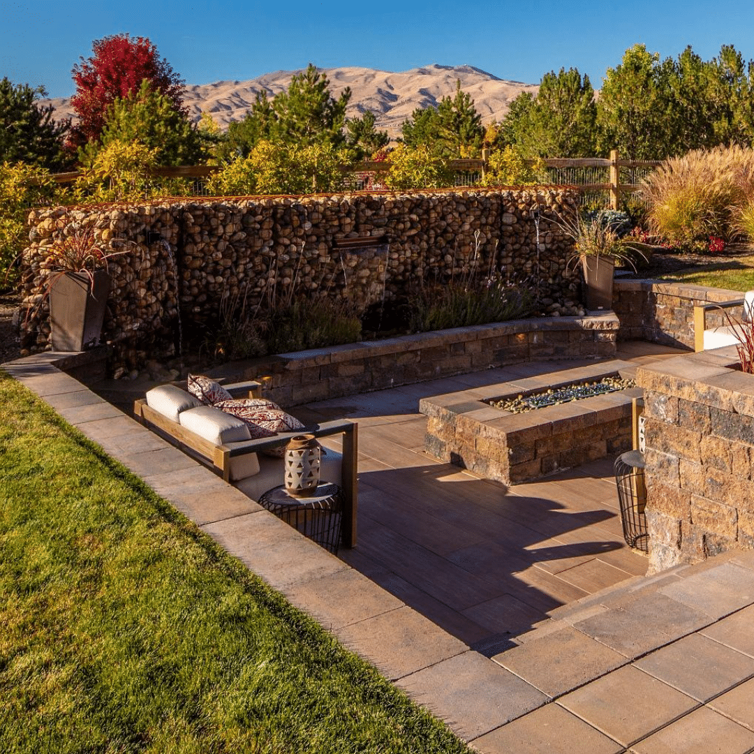 gabion with scupper water feature