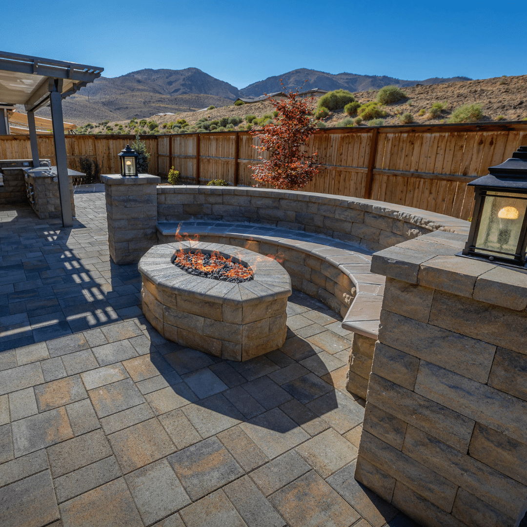 outdoor fire pit landscape installation