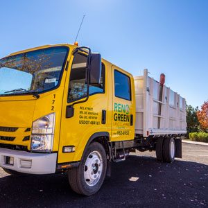 reno green commercial landscape maintenance truck in commercial setting